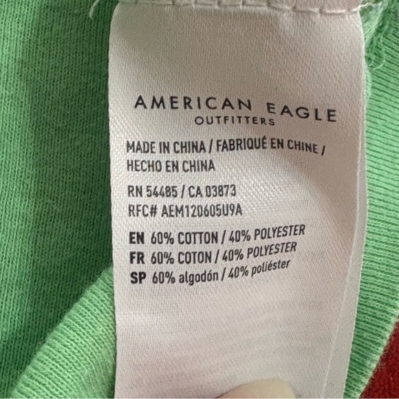 American Eagle Outfitters 70s Peace Graphic Lime Green Short Sleeve Crop Top M - Picture 6 of 8